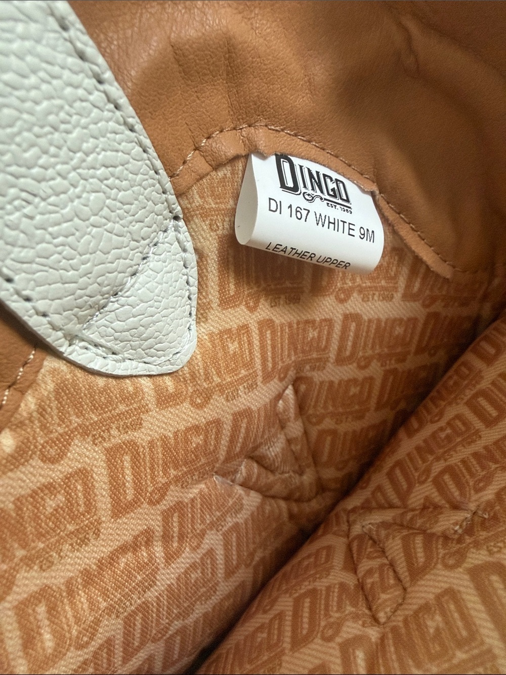 Dingo Raisin Kane leather White Tall Western Cowboy Boots Snip Toe - Picture 11 of 14
